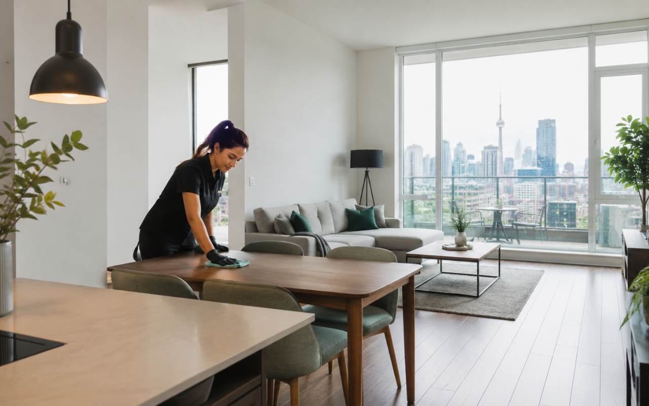 Clean bright apartment living room after professional cleaning service in Toronto