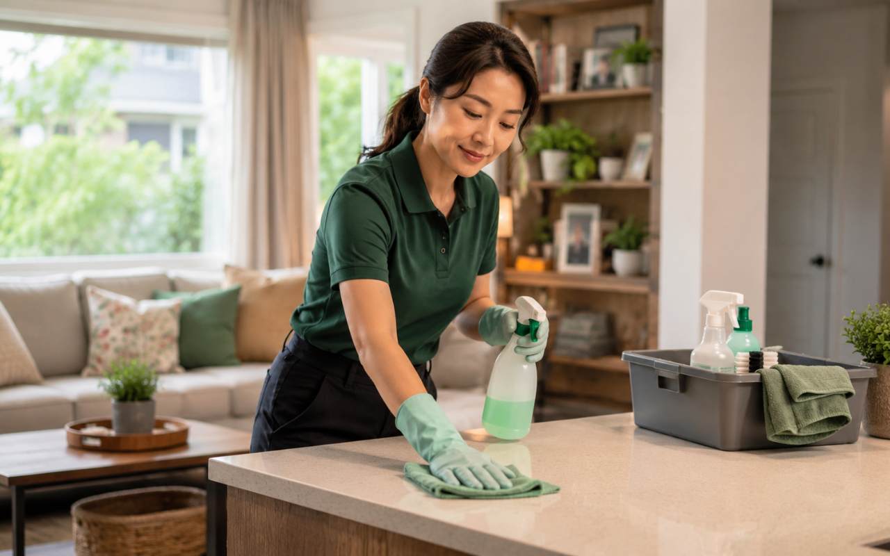 Clean bright apartment kitchen after professional deep cleaning service in the GTA