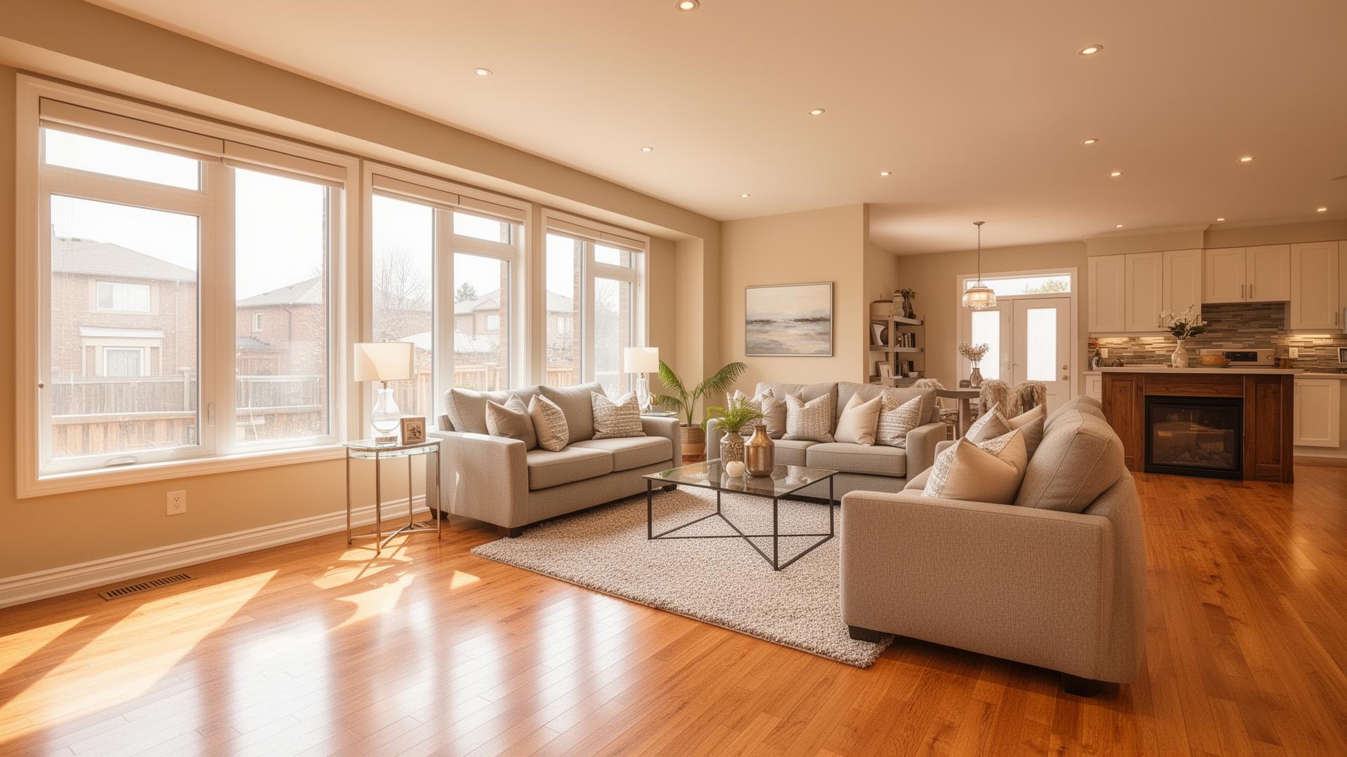 Etobicoke residential interior with warm natural light
