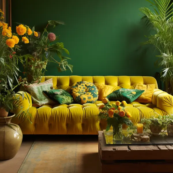 vibrant green and yellow combination in decor