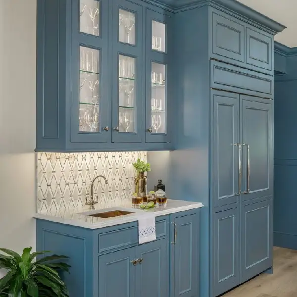 kitchen painted in blue