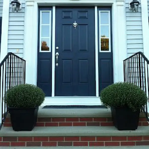 white and navy blue front door