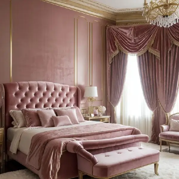 pink and gold girl bedroom