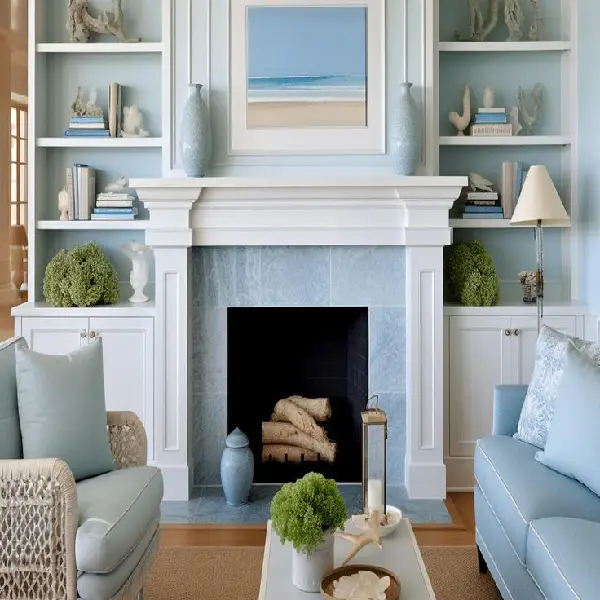 Coastal Blue Interior fireplace paint ideas