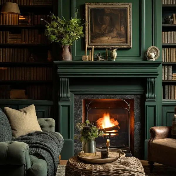 jade green fireplace