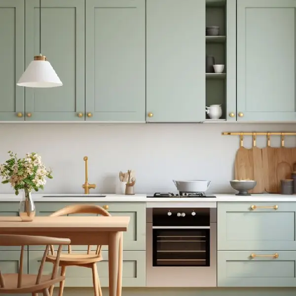 light mint green cabinets