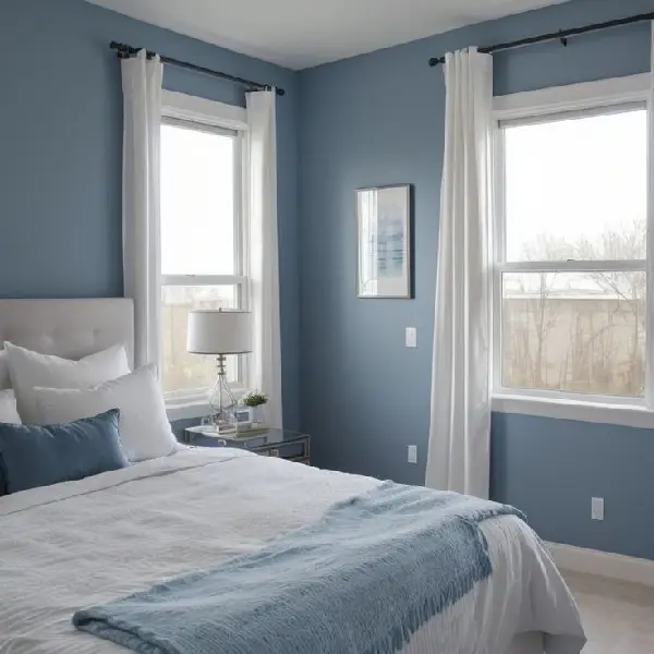 Grayed-down atmosphere blue small room idea