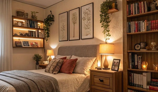 a bedroom image to show lighting changes color perception at night