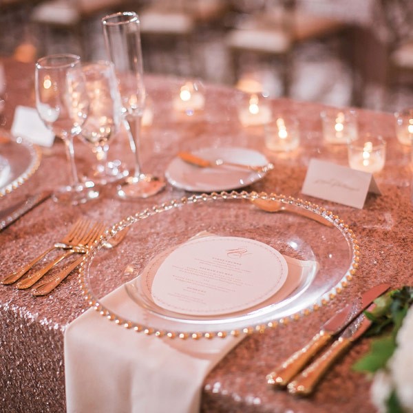 rose gold decor wedding