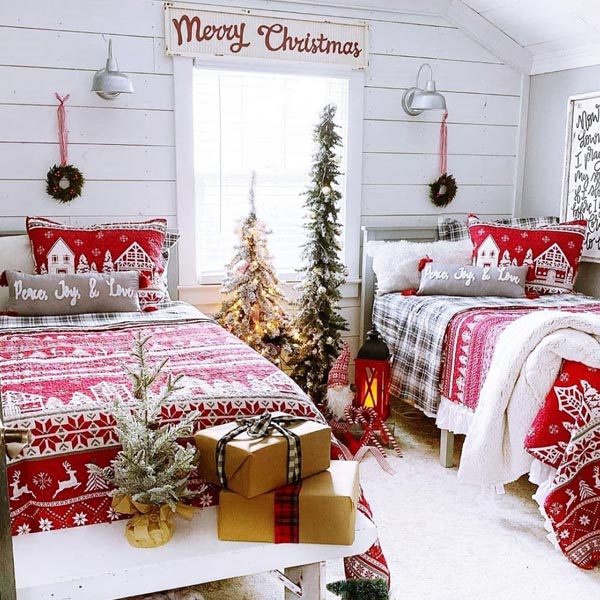 bedroom farmhouse Christmas decor DIY