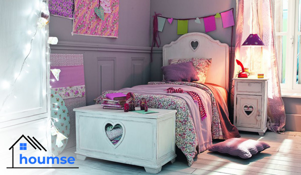 girl room ideas purple and gray